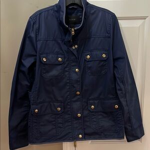 J. Crew Dark Blue Utility Jacket with Gold Buttons
